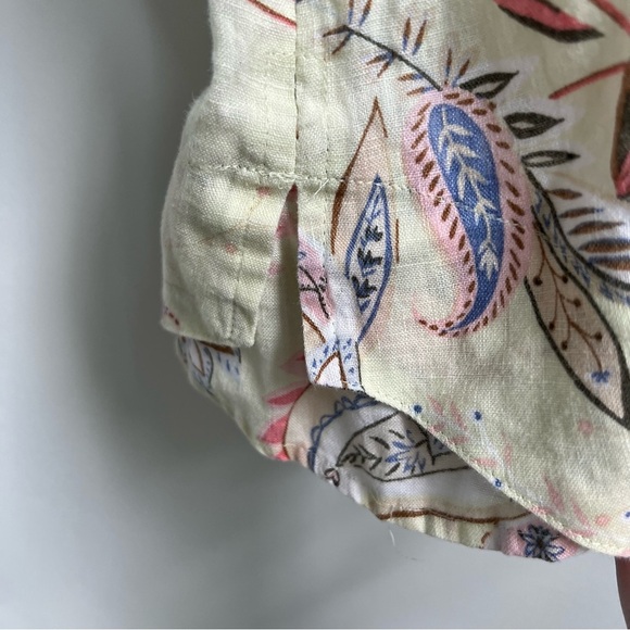 J.Jill Love Linen Floral Paisley Light Zest Midsummer Tie Sleeve Blouse XL Beach - Picture 8 of 12